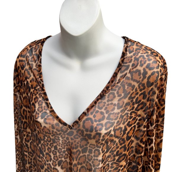 Jordan Taylor NWT Long Sleeve Tunic V-Neck Pullover Leopard Black & Brown Size S - Picture 3 of 10